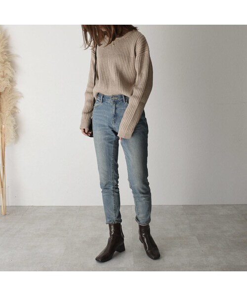 Lavish Gate（ラヴィッシュゲート）の「knit-02067　ウール混　バックリボンリブニット　オフホワイト　ベージュ　ブラック　カーキ（ニット/セーター・レディース・その他）」の6枚目の写真