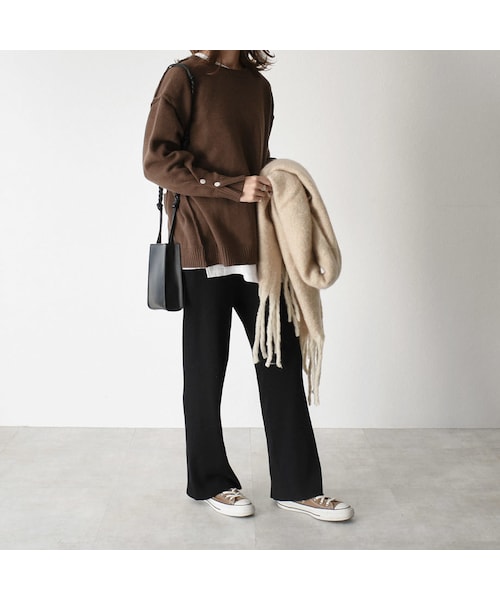 Lavish Gate（ラヴィッシュゲート）の「knit-02069　バックボタンニットプルオーバー　オフホワイト　ピスタチオ　ブラウン（ニット/セーター・レディース・その他）」の3枚目の写真