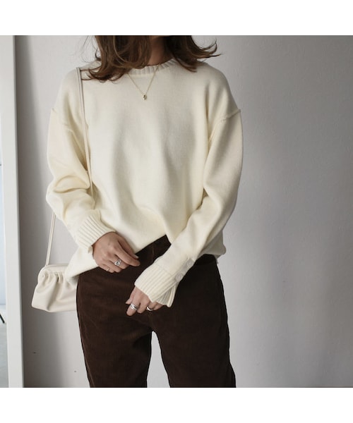 Lavish Gate（ラヴィッシュゲート）の「knit-02069　バックボタンニットプルオーバー　オフホワイト　ピスタチオ　ブラウン（ニット/セーター・レディース・その他）」の7枚目の写真