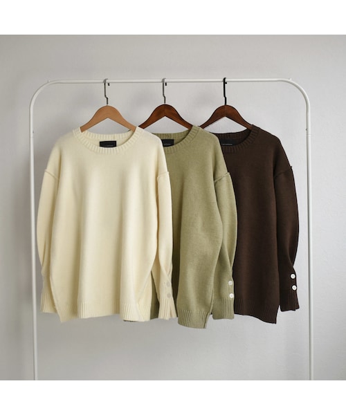 Lavish Gate（ラヴィッシュゲート）の「knit-02069　バックボタンニットプルオーバー　オフホワイト　ピスタチオ　ブラウン（ニット/セーター・レディース・その他）」の13枚目の写真