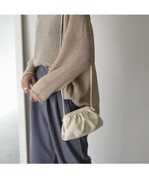 Lavish Gate | bag2-02485　エコレザー　スモールギャザーショルダーバッグ　エクリュ　グレージュ　キャメル　ブラック(ショルダーバッグ)