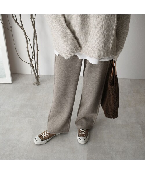 Lavish Gate（ラヴィッシュゲート）の「bottoms-02045　ニットセミワイドパンツ　モカ（その他パンツ・レディース・その他）」の6枚目の写真