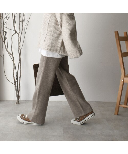 Lavish Gate（ラヴィッシュゲート）の「bottoms-02045　ニットセミワイドパンツ　モカ（その他パンツ・レディース・その他）」の2枚目の写真
