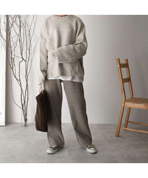 Lavish Gate（ラヴィッシュゲート）の「bottoms-02045　ニットセミワイドパンツ　モカ（その他パンツ・レディース・その他）」の5枚目の写真