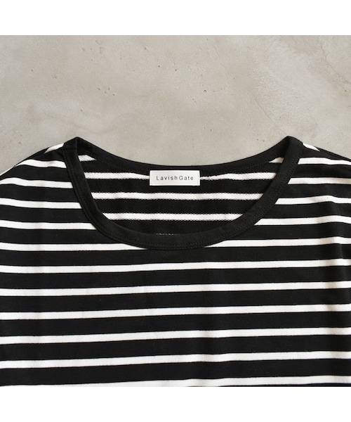 Lavish Gate（ラヴィッシュゲート）の「tops-02057　ルーズボーダートップス　ブラック×ホワイト（Tシャツ/カットソー・レディース・その他）」の8枚目の写真