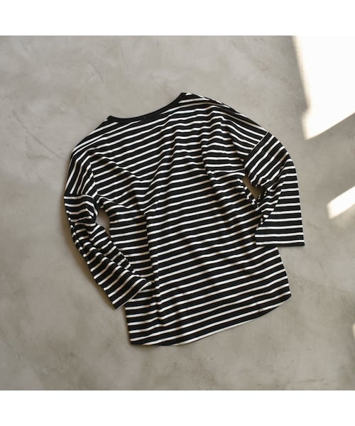 Lavish Gate（ラヴィッシュゲート）の「tops-02057　ルーズボーダートップス　ブラック×ホワイト（Tシャツ/カットソー・レディース・その他）」の6枚目の写真