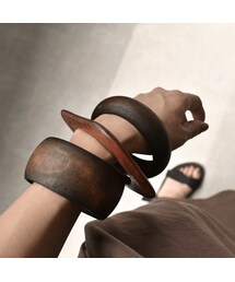 Lavish Gate | brace2-02006　ブラウン　ウッドバングル　3個セット(バングル/リストバンド)