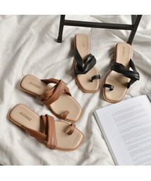 Lavish Gate | shoes-02062　フェイクレザー　サイドクロスサンダル　ブラウン　ブラック(サンダル)