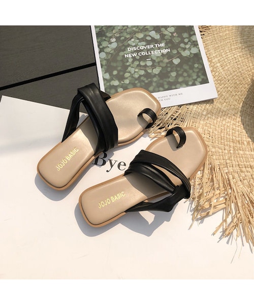 Lavish Gate（ラヴィッシュゲート）の「shoes-02062　フェイクレザー　サイドクロスサンダル　ブラウン　ブラック（サンダル・レディース・その他）」の4枚目の写真