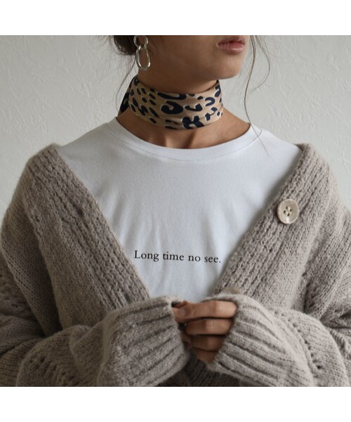 Lavish Gate（ラヴィッシュゲート）の「mb-scarf-02014　レオパード柄スカーフ　ブラウン×ブラック　グレージュ×ネイビー（バンダナ/スカーフ・レディース・その他）」の5枚目の写真