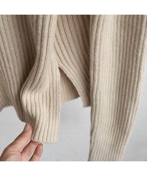Lavish Gate（ラヴィッシュゲート）の「knit-02049　カシュクールリブトップス　ブラック　ホワイト　ベージュ（ニット/セーター・レディース・その他）」の12枚目の写真