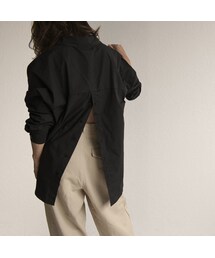 Lavish Gate | nh-tops-02129 バックスリット オーバー シャツ ブラック(シャツ/ブラウス)