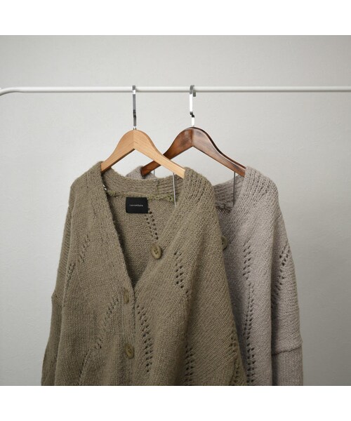 Lavish Gate(ラヴィッシュゲート)の「knit-02066 ウール混 Vネックオーバーニットカーディガン オートミール カーキ(カーディガン/ボレロ・レディース・その他)」の11枚目の写真