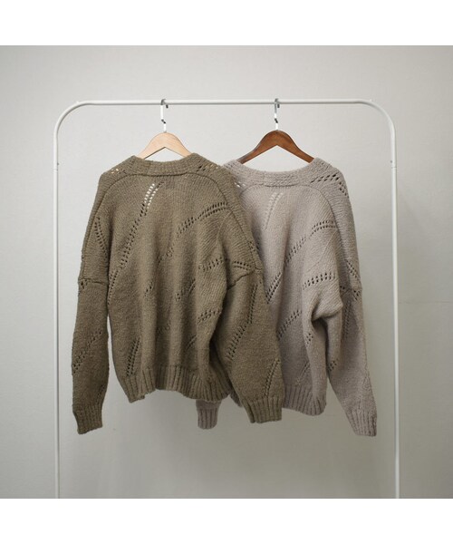 Lavish Gate(ラヴィッシュゲート)の「knit-02066 ウール混 Vネックオーバーニットカーディガン オートミール カーキ(カーディガン/ボレロ・レディース・その他)」の10枚目の写真