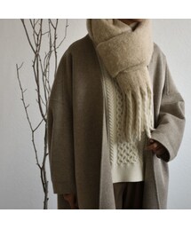 Lavish Gate | muffler-02009　ボリュームフリンジ マフラー　ライトグレー　ベージュ(マフラー)