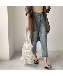 Lavish Gate | bottoms-02003 ウォッシュ加工 テーパードデニムパンツ ブルー(デニムパンツ)