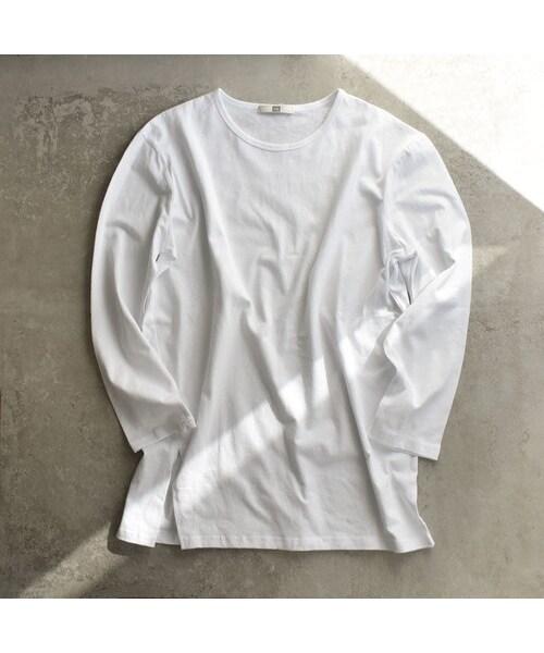 Lavish Gate（ラヴィッシュゲート）の「tops-02015 　サイドスリット　ロングＴシャツ　ホワイト（Tシャツ/カットソー・レディース・その他）」の5枚目の写真