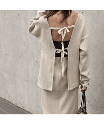 Lavish Gate | tops-04023 日本製 バックオープンニットトップス エクリュ ブラウン(ニット/セーター)