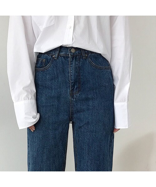 Lavish Gate（ラヴィッシュゲート）の「bottoms-02026　ハイウエスト　ワンウォッシュ　テーパードデニムパンツ（デニムパンツ・レディース・その他）」の5枚目の写真