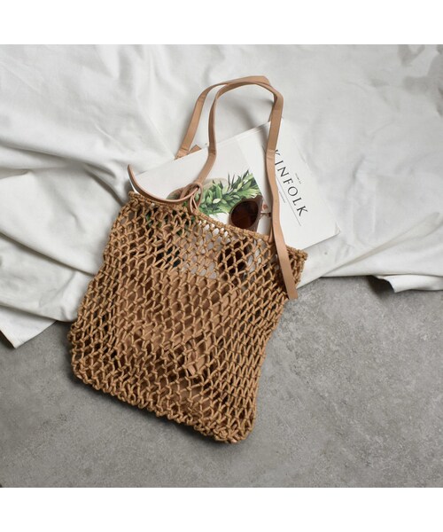 Lavish Gate（ラヴィッシュゲート）の「bag2-02459　スクエアネット　トートバッグ　インナーポーチ付き　オフホワイト　ブラウン　グレージュ　ブラック（トートバッグ・レディース・その他）」の11枚目の写真