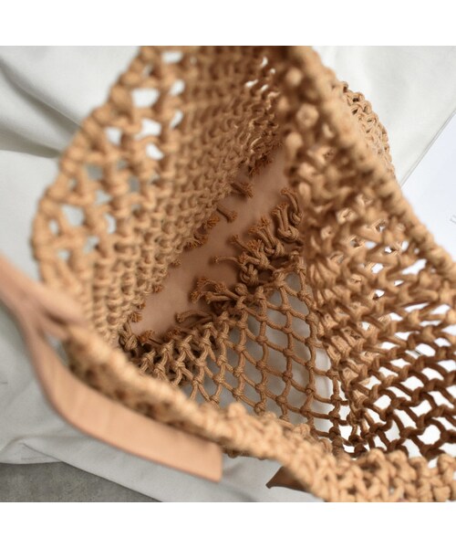 Lavish Gate（ラヴィッシュゲート）の「bag2-02459　スクエアネット　トートバッグ　インナーポーチ付き　オフホワイト　ブラウン　グレージュ　ブラック（トートバッグ・レディース・その他）」の14枚目の写真