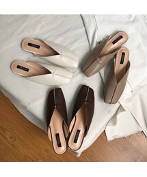 Lavish Gate | shoes-02067　センターシーム　スクエアトゥＶカットサンダル　エクリュ　モカ　ダークブラウン(サンダル)