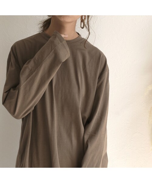 Lavish Gate(ラヴィッシュゲート)の「nh-tops-02130 オーバーサイズ ロンT モカ(Tシャツ/カットソー・レディース・その他)」の1枚目の写真