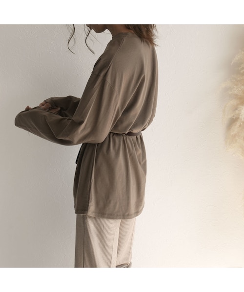 Lavish Gate(ラヴィッシュゲート)の「nh-tops-02130 オーバーサイズ ロンT モカ(Tシャツ/カットソー・レディース・その他)」の2枚目の写真