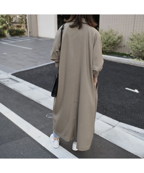 Lavish Gate（ラヴィッシュゲート）の「outer-04004　日本製　防シワ　ヘリンボーン　オーバーステンカラーコート（ステンカラーコート・レディース・その他）」の3枚目の写真