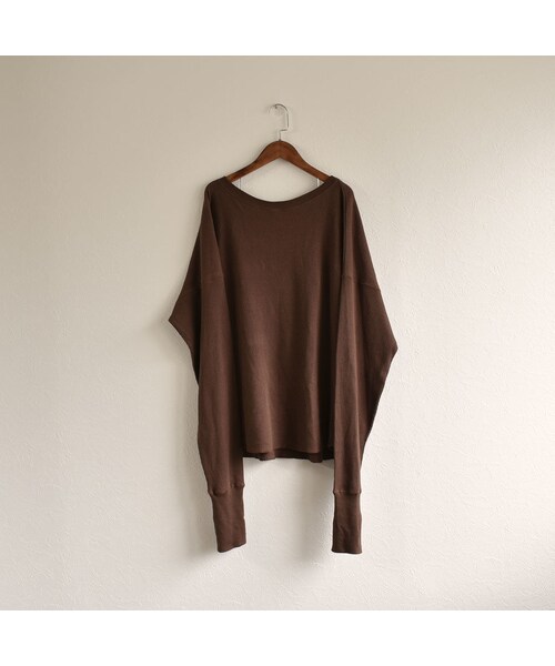 Lavish Gate(ラヴィッシュゲート)の「tops-04012 日本製 バックオープン ルーズ サーマル トップス ブラウン ベージュ(Tシャツ/カットソー・レディース・その他)」の11枚目の写真