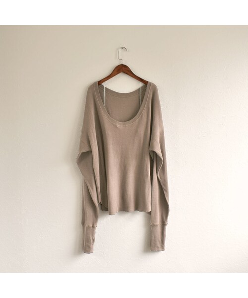 Lavish Gate(ラヴィッシュゲート)の「tops-04012 日本製 バックオープン ルーズ サーマル トップス ブラウン ベージュ(Tシャツ/カットソー・レディース・その他)」の9枚目の写真