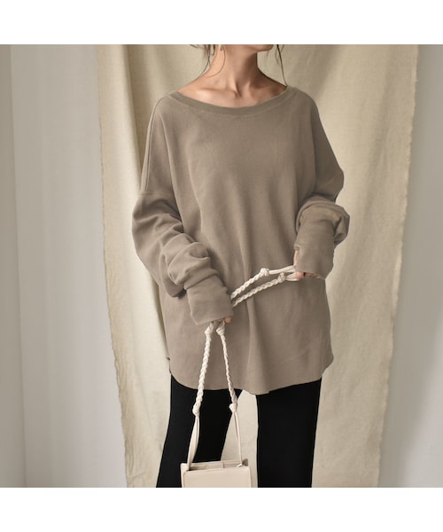 Lavish Gate(ラヴィッシュゲート)の「tops-04012 日本製 バックオープン ルーズ サーマル トップス ブラウン ベージュ(Tシャツ/カットソー・レディース・その他)」の7枚目の写真