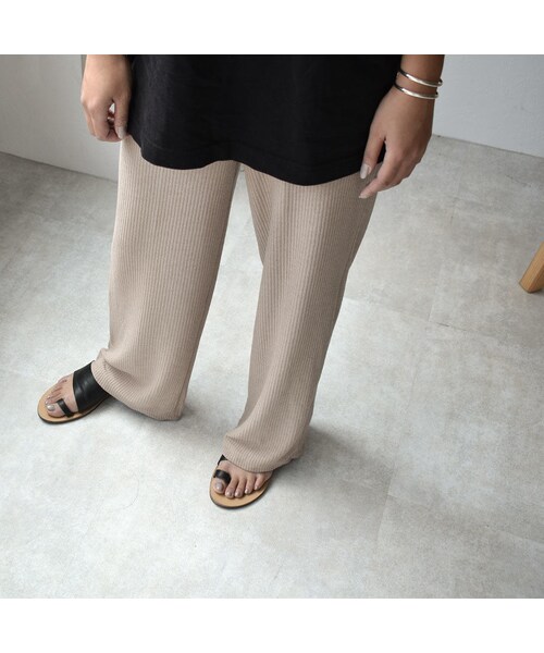 Lavish Gate（ラヴィッシュゲート）の「nh-bottoms-02034　ニュアンスカラー　リブワイド パンツ　エクリュ　モカベージュ　チャコール（その他パンツ・レディース・その他）」の7枚目の写真