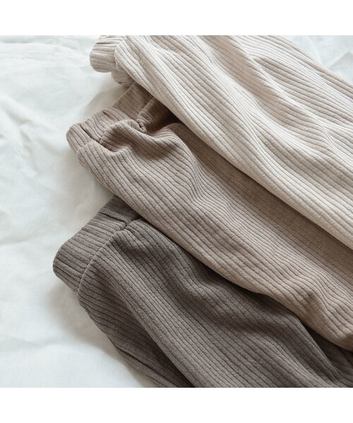 Lavish Gate（ラヴィッシュゲート）の「nh-bottoms-02034　ニュアンスカラー　リブワイド パンツ　エクリュ　モカベージュ　チャコール（その他パンツ・レディース・その他）」の10枚目の写真