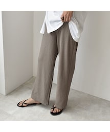 Lavish Gate | nh-bottoms-02034　ニュアンスカラー　リブワイド パンツ　エクリュ　モカベージュ　チャコール(その他パンツ)