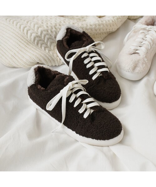 Lavish Gate（ラヴィッシュゲート）の「shoes-02087　ボアスニーカー　エクリュ　ダークブラウン（スニーカー・レディース・その他）」の7枚目の写真