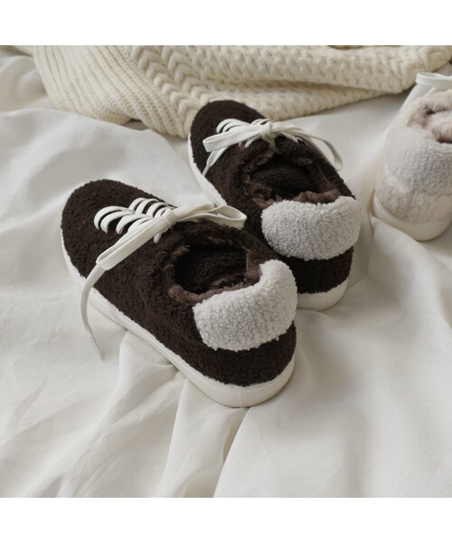 Lavish Gate（ラヴィッシュゲート）の「shoes-02087　ボアスニーカー　エクリュ　ダークブラウン（スニーカー・レディース・その他）」の11枚目の写真