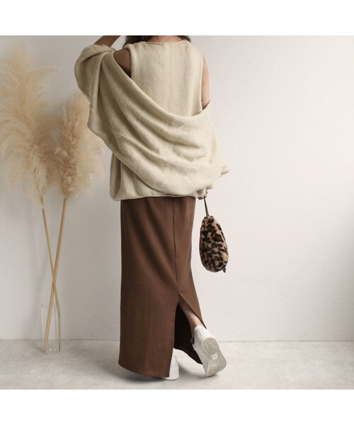 Lavish Gate(ラヴィッシュゲート)の「bottoms-04010 日本製 マキシ丈スカート エクリュ ブラウン(スカート・レディース・その他)」の10枚目の写真