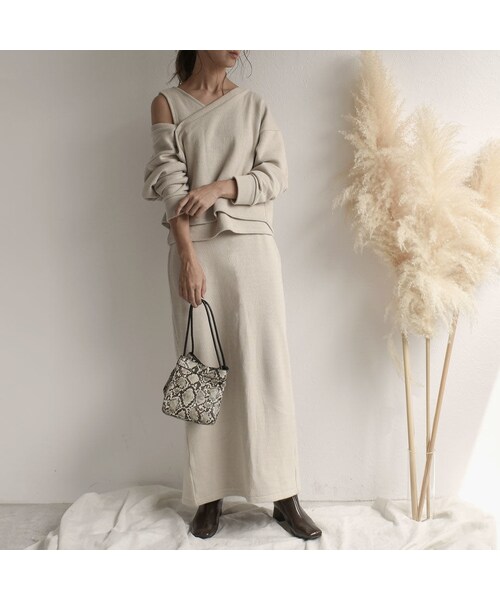 Lavish Gate(ラヴィッシュゲート)の「bottoms-04010 日本製 マキシ丈スカート エクリュ ブラウン(スカート・レディース・その他)」の2枚目の写真