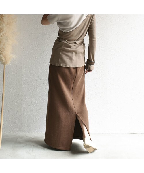Lavish Gate(ラヴィッシュゲート)の「bottoms-04010 日本製 マキシ丈スカート エクリュ ブラウン(スカート・レディース・その他)」の7枚目の写真