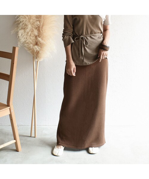 Lavish Gate(ラヴィッシュゲート)の「bottoms-04010 日本製 マキシ丈スカート エクリュ ブラウン(スカート・レディース・その他)」の8枚目の写真