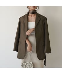 Lavish Gate | outer-02015　ベルト付き　テーラードジャケット　カーキベージュ　モカブラウン(テーラードジャケット)