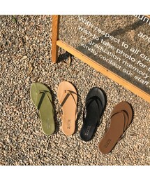 Lavish Gate | nh-shoes-02066　アースカラートングサンダル　ライトカーキ　ベージュ　ブラック　ブラウン(サンダル)