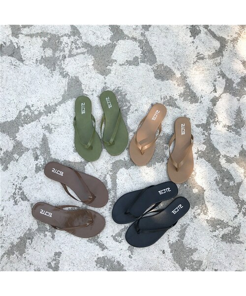 Lavish Gate（ラヴィッシュゲート）の「nh-shoes-02066　アースカラートングサンダル　ライトカーキ　ベージュ　ブラック　ブラウン（サンダル・レディース・その他）」の3枚目の写真