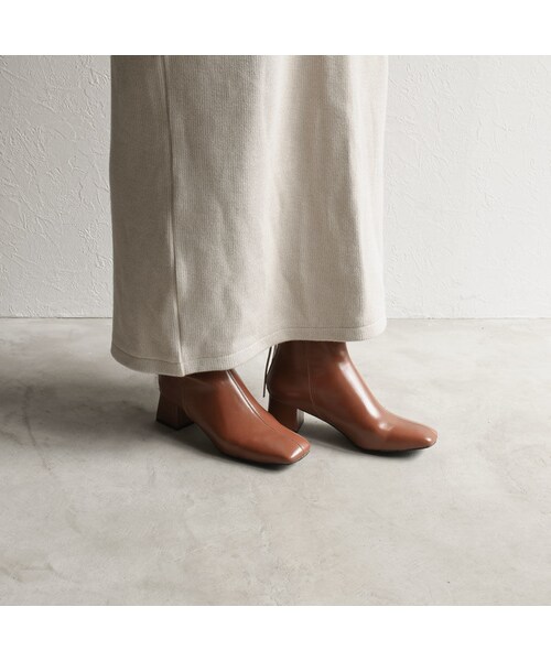 Lavish Gate（ラヴィッシュゲート）の「shoes-02086　エコレザー　スクエアトゥ　ショートブーツ　ブラウン　ダークブラウン　ブラック（ブーツ・レディース・その他）」の5枚目の写真