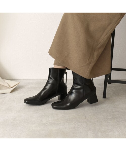 Lavish Gate（ラヴィッシュゲート）の「shoes-02086　エコレザー　スクエアトゥ　ショートブーツ　ブラウン　ダークブラウン　ブラック（ブーツ・レディース・その他）」の7枚目の写真