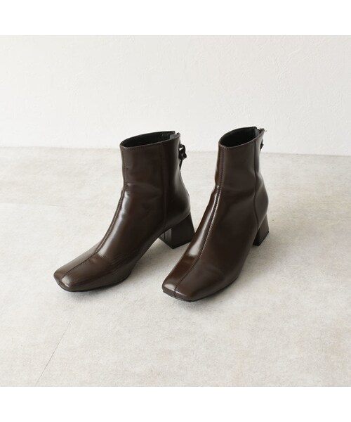Lavish Gate（ラヴィッシュゲート）の「shoes-02086　エコレザー　スクエアトゥ　ショートブーツ　ブラウン　ダークブラウン　ブラック（ブーツ・レディース・その他）」の10枚目の写真