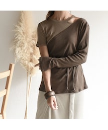 Lavish Gate | tops-04013 日本製 バイカラー リブイレギュラープルオーバーセット ライトグレージュ×カーキベージュ カーキベージュ×モカ(Tシャツ/カットソー)