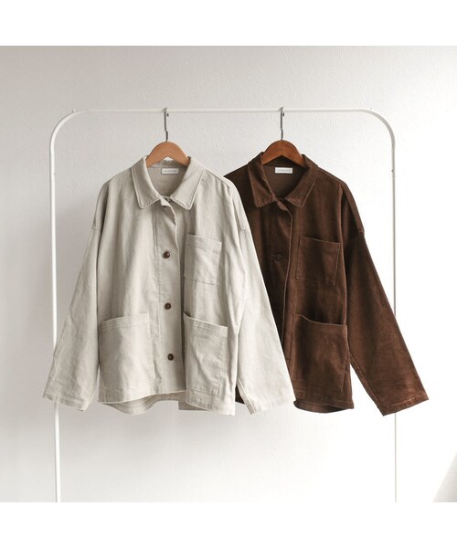 Lavish Gate（ラヴィッシュゲート）の「outer-04001　日本製　コーデュロイジャケット　エクリュ　ブラウン（テーラードジャケット・レディース・その他）」の10枚目の写真