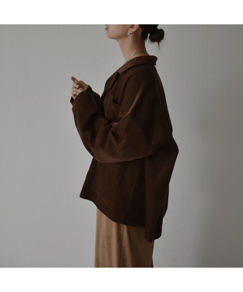 Lavish Gate（ラヴィッシュゲート）の「outer-04001　日本製　コーデュロイジャケット　エクリュ　ブラウン（テーラードジャケット・レディース・その他）」の7枚目の写真